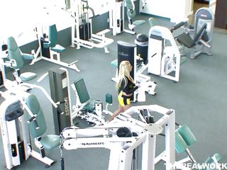 blonde working out her thighs and pussy
